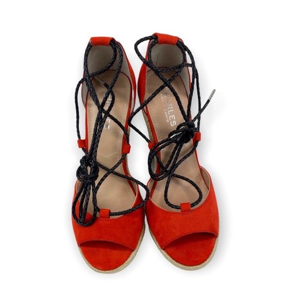 Charles David Suede Espadrille Aztec Wedge Sandals - Picture 3 of 4